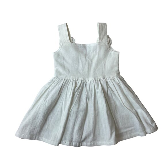 Walk Walk White Toddler Dress With Elephant Embroidery & Bow Straps Sz 1 - Picture 2 of 5
